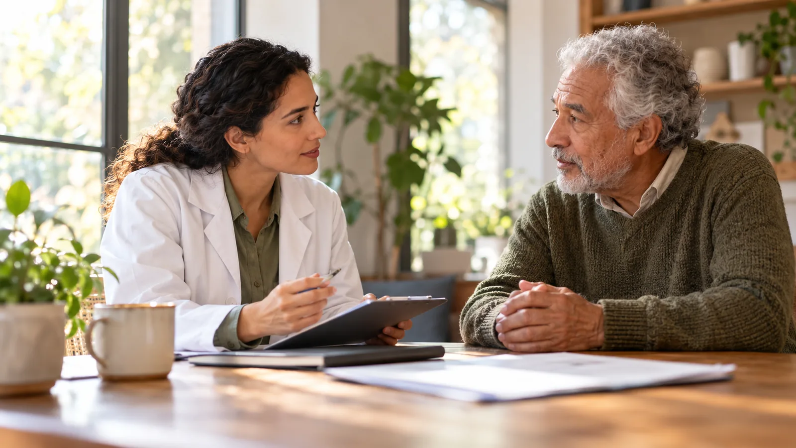Older adult participating in a research assessment
