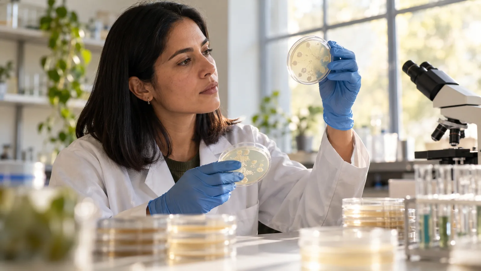 Sealed agar plates prepared for antimicrobial research