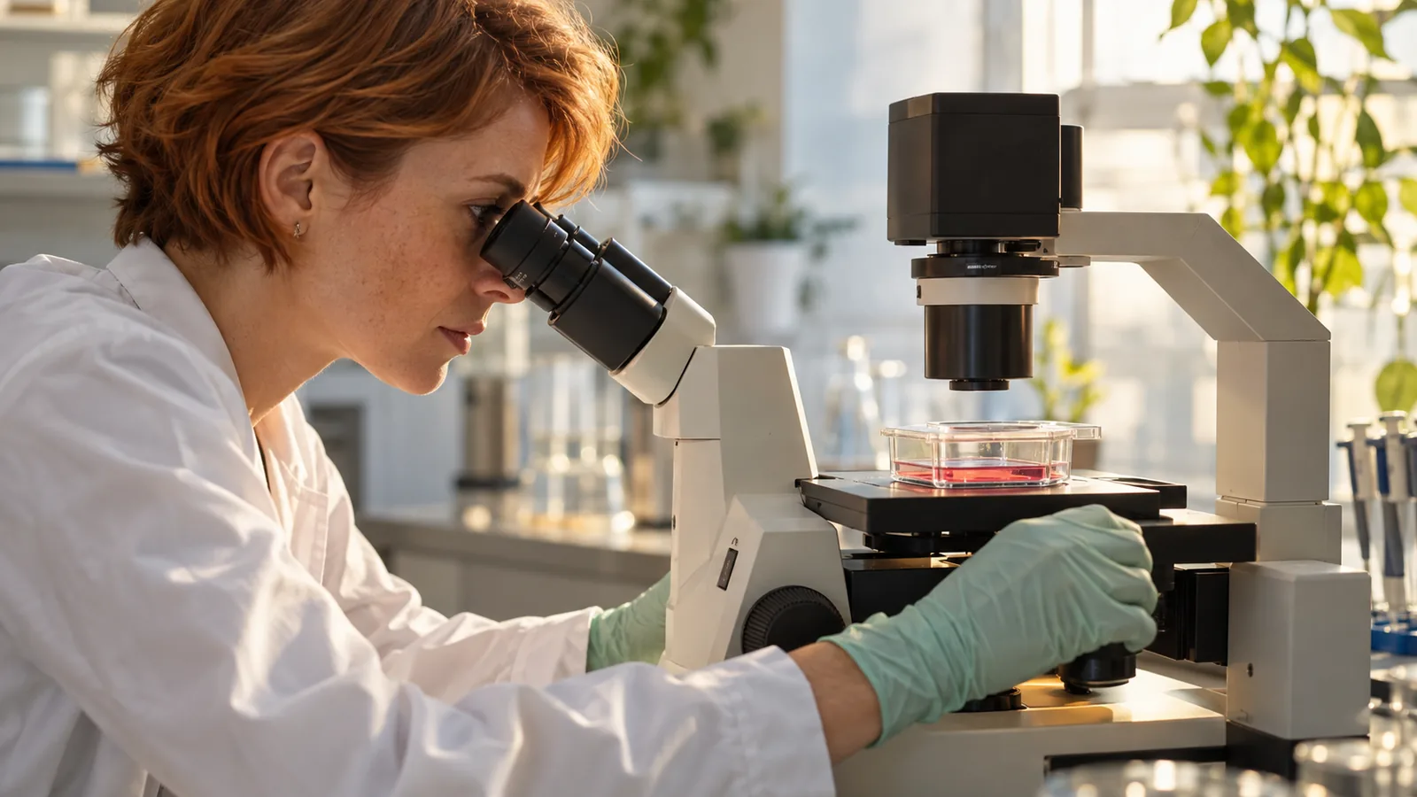 Three dimensional cell culture vessel on a laboratory bench