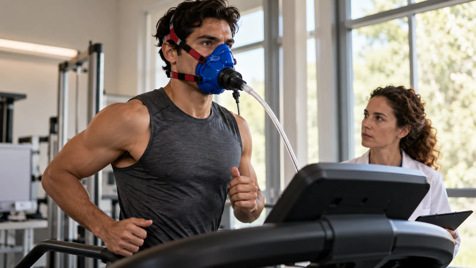 Exercise physiology assessment on a treadmill