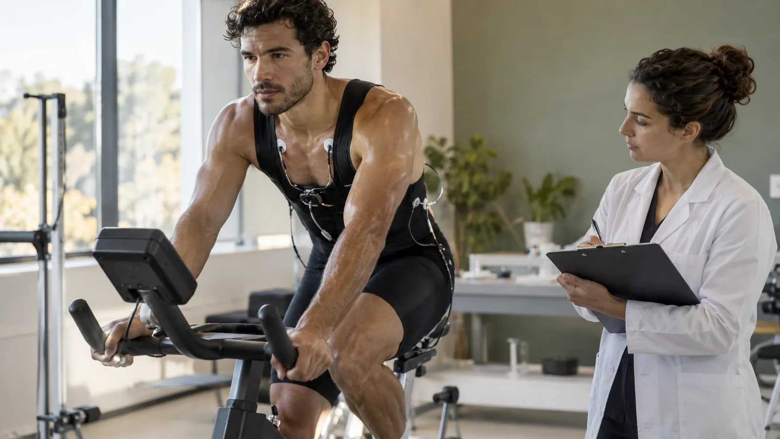 Exercise research assessment on a stationary bicycle